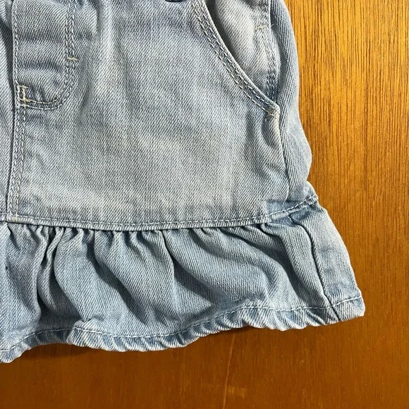 VTG OshKosh B’gosh Girl’s Light Wash Ruffled Denim Overall Jumper Dress 18Months - Picture 5 of 9